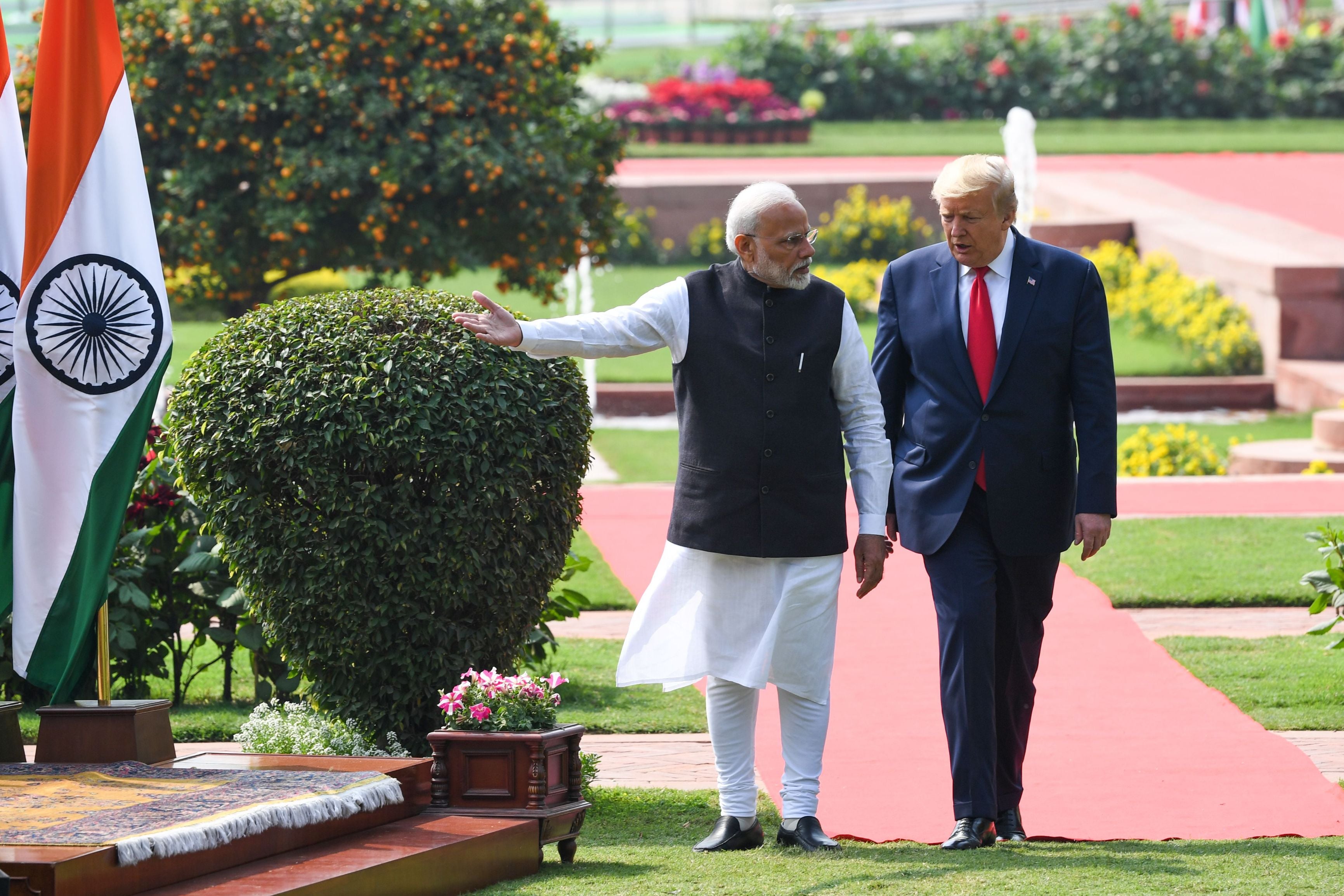 Ainda amigável na época: o primeiro-ministro indiano Narendra Modi em conversa com o presidente dos EUA, Donald Trump