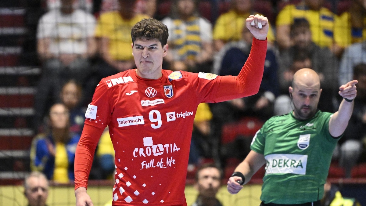 Kroatiens Luka Lovre Klarica feiert nach einem Tor gegen Slowenien.