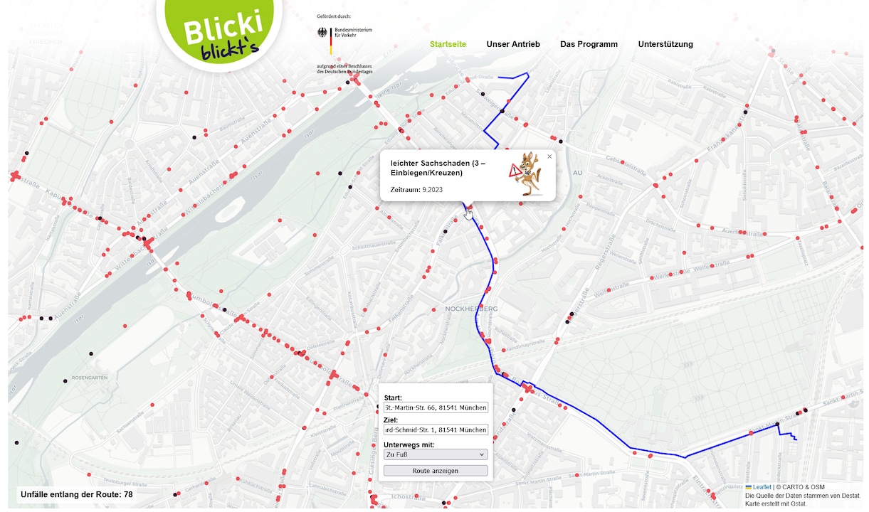 School route check from Blicki