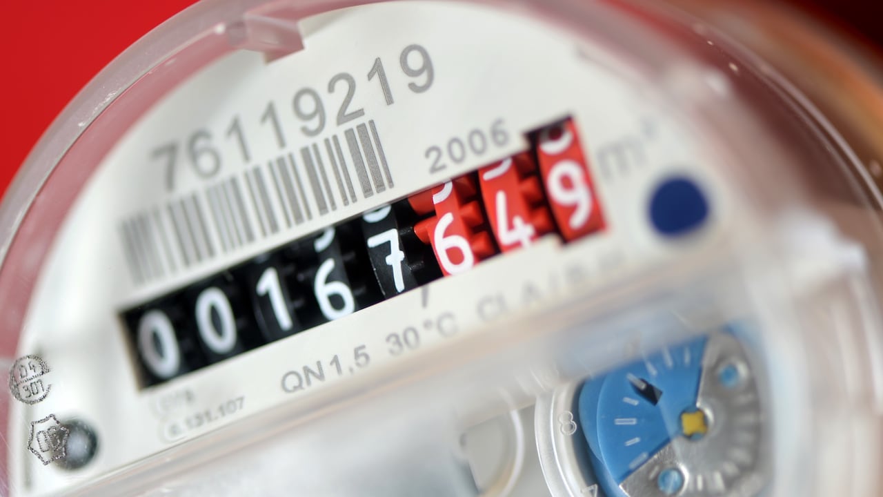 Close-up of a water meter.