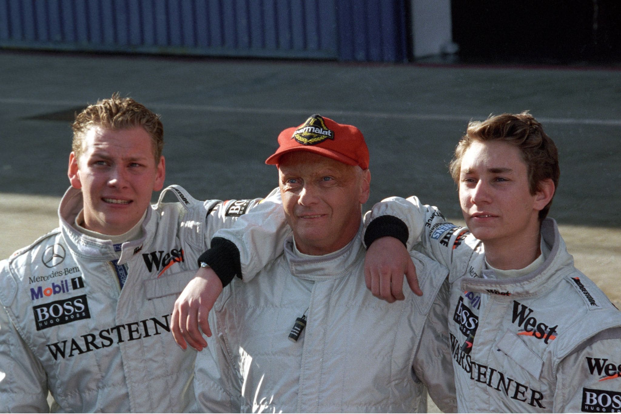 Niki Lauda (middle, Austria) with his sons Mathias (left) and Lukas