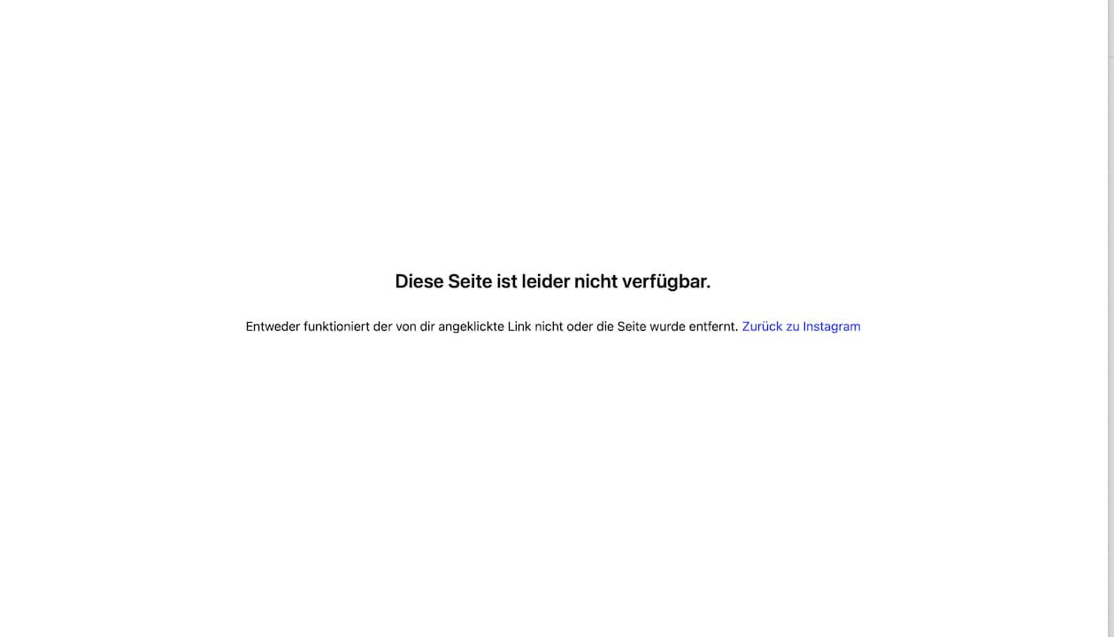 If you want to click on Steffi Graf's Instagram profile, you only get one error page displayed