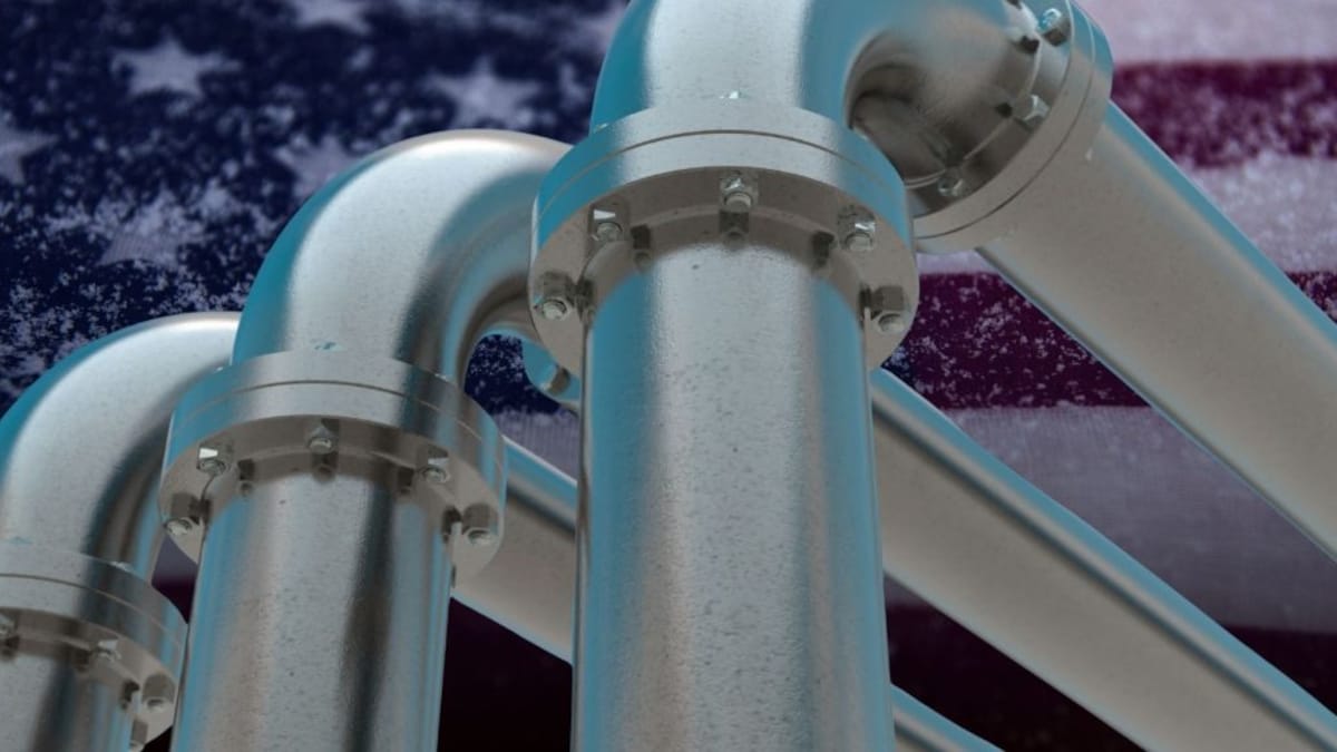 Pipelines vor einer vereisten US-Flagge