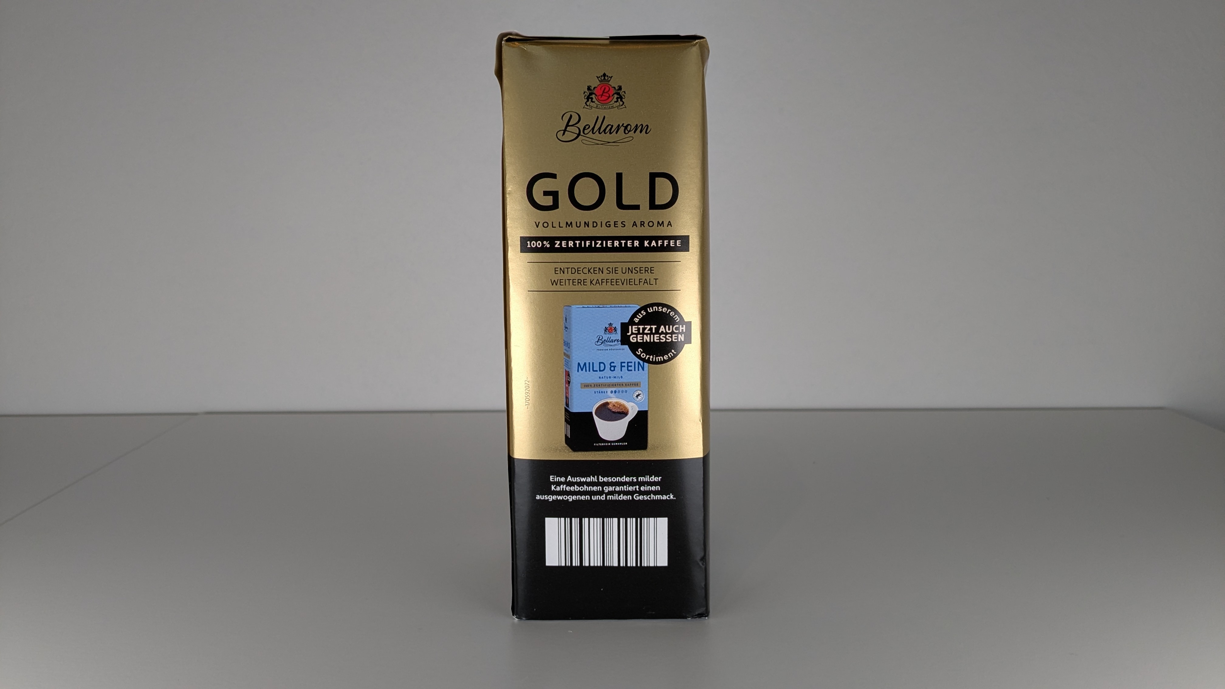 Bellarom Gold (Lidl) 500 Gramm von der Seite.