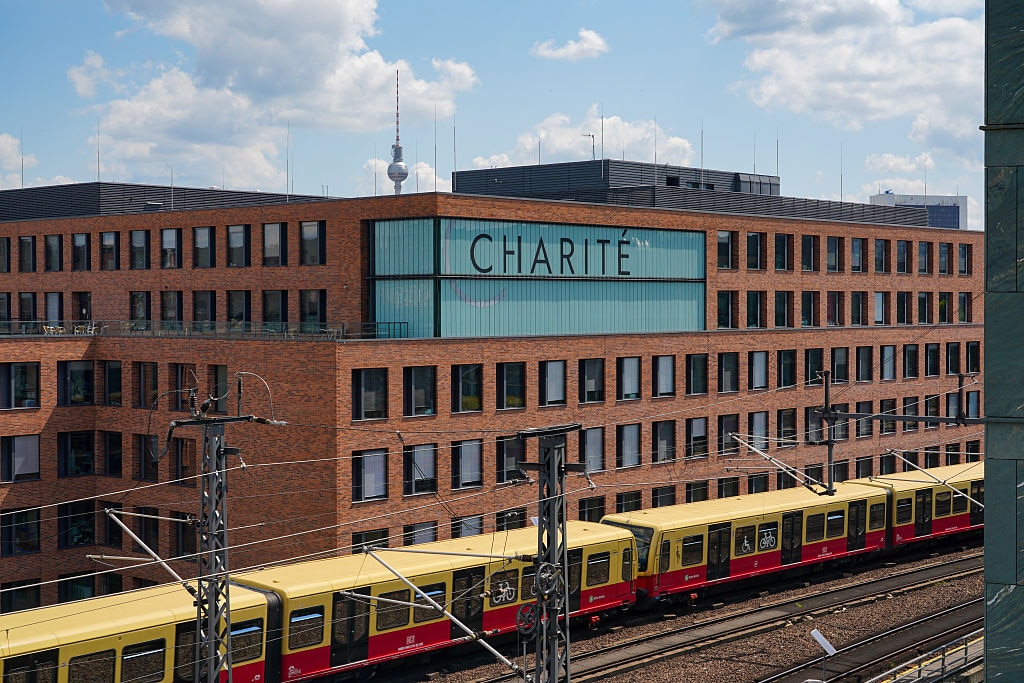 You can see a Charité Berlin building with an S-Bahn running in front of it.