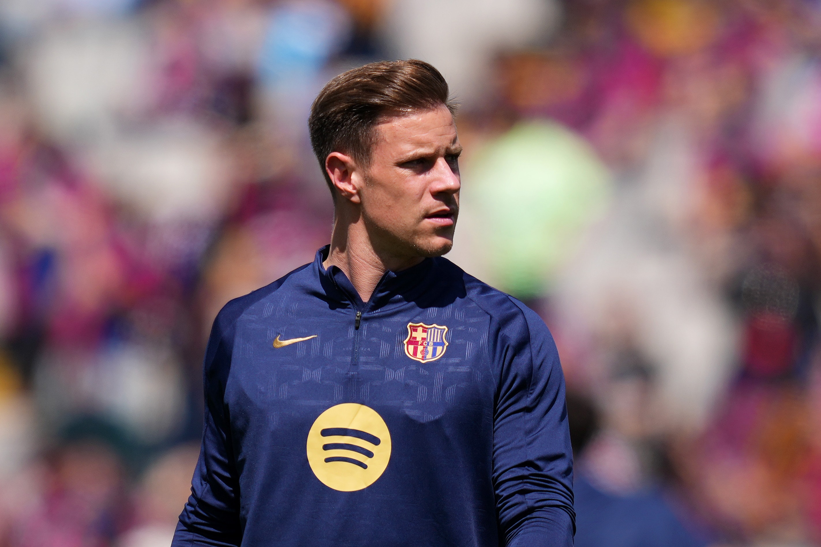 A des problèmes avec son club : le gardien national Marc-André ter Stegen du FC Barcelone en mai 2025 avant un match à domicile contre le Real Madrid
