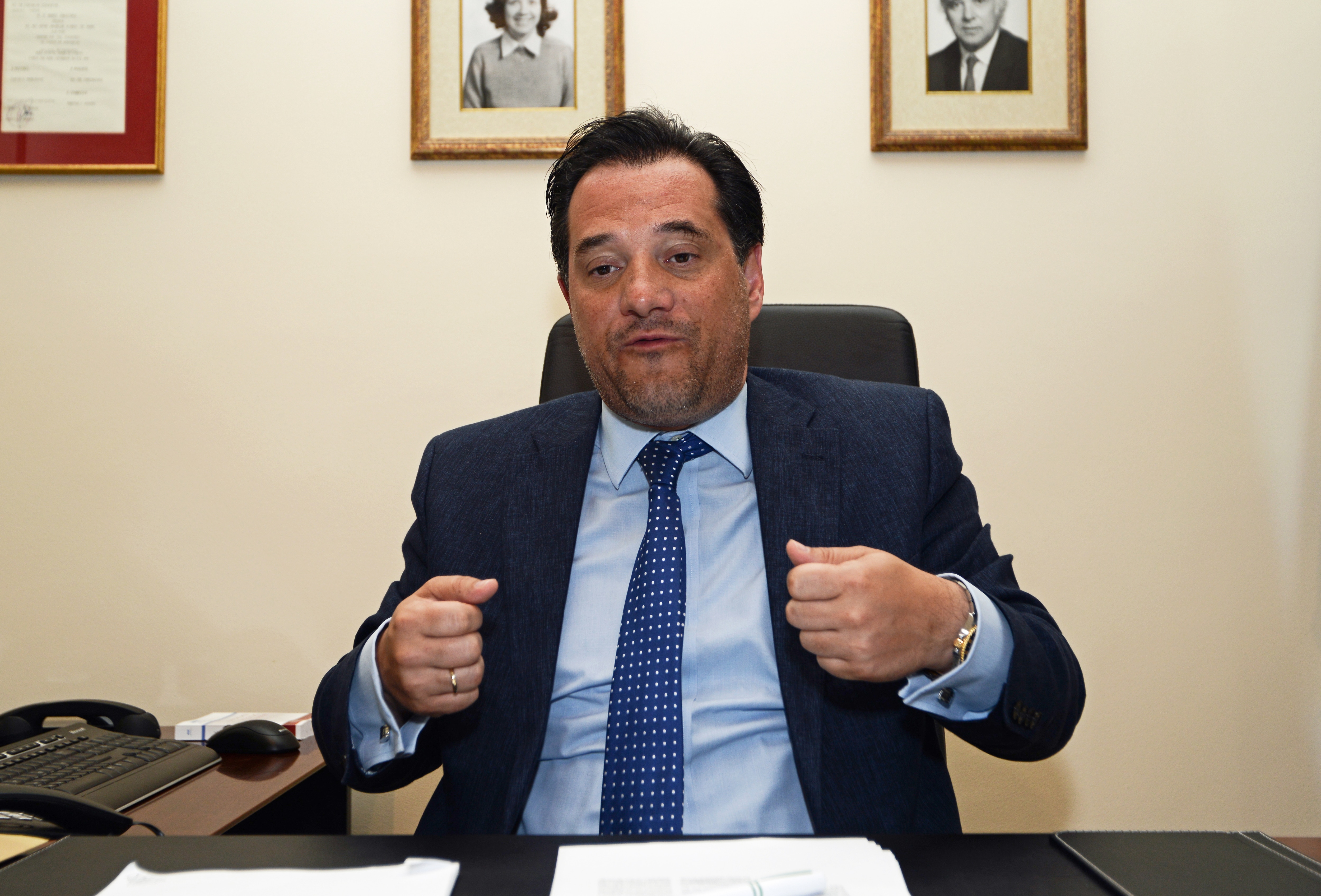 The former Minister of Health and actual spokesman of the Nea Dimokratia Adonis Georgiadis in his Office on June, 3. 2015 in Athens