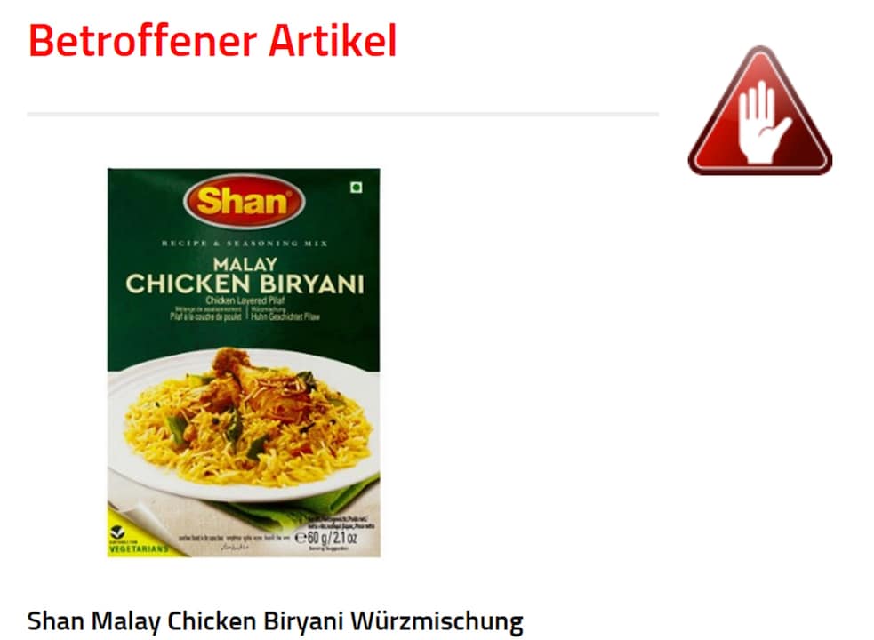 Diese Gewürzmischung ist derzeit von einem Rückruf betroffen.