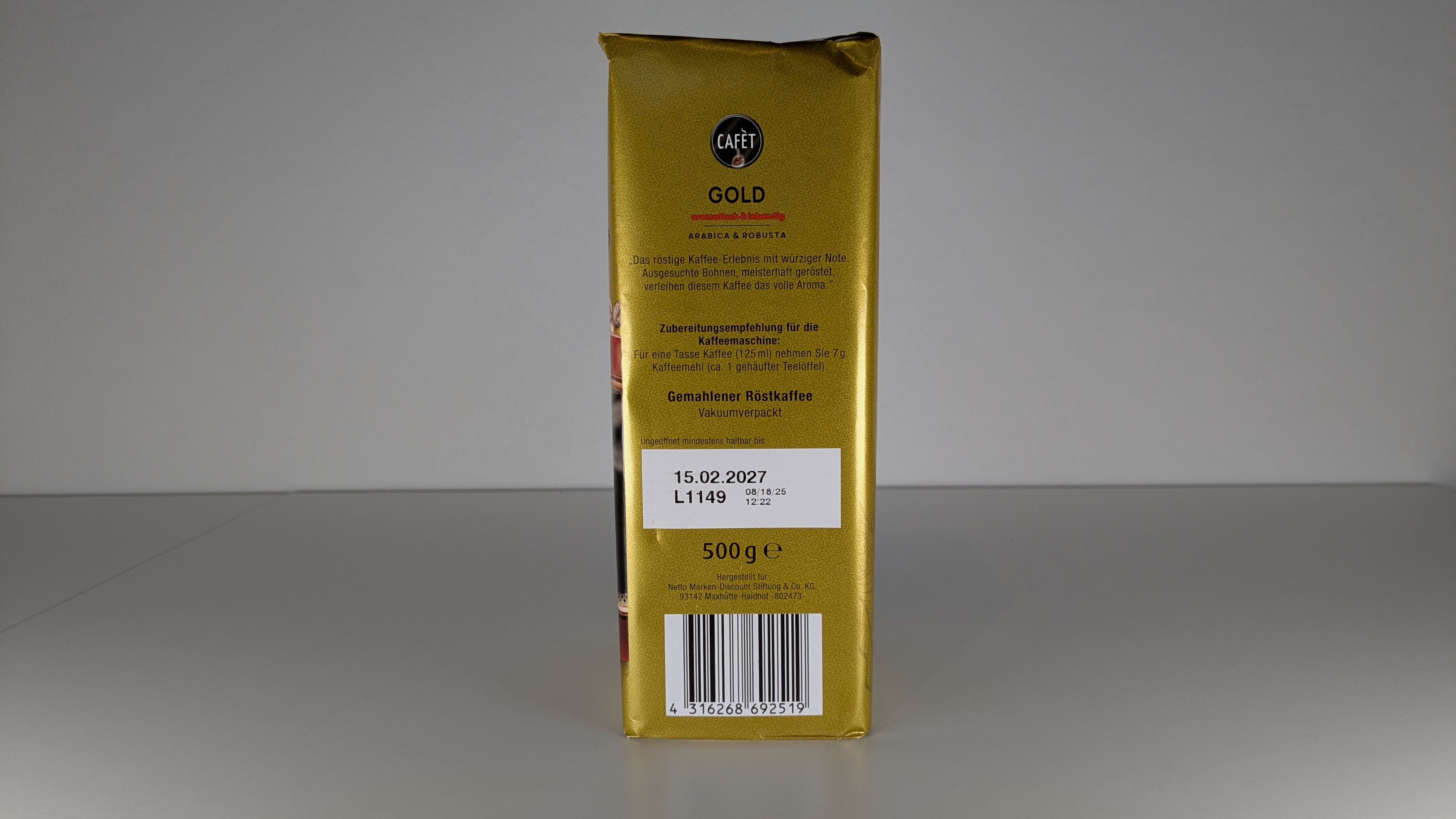 Cafèt Gold (Netto) von der Seite