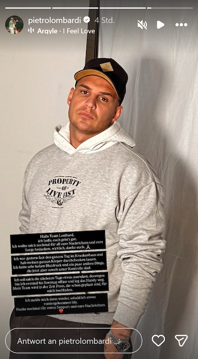 Pietro Lombardi kehrt nach seinem Krankenhausaufenthalt zu Instagram zurück.
