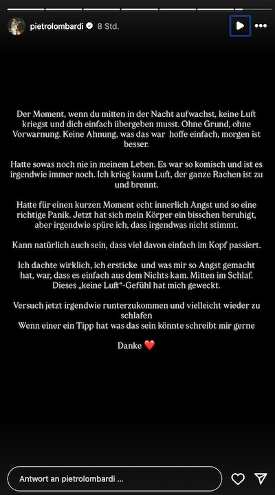 Pietro Lombardi schockiert seine Fans mit einem Instagram-Statement