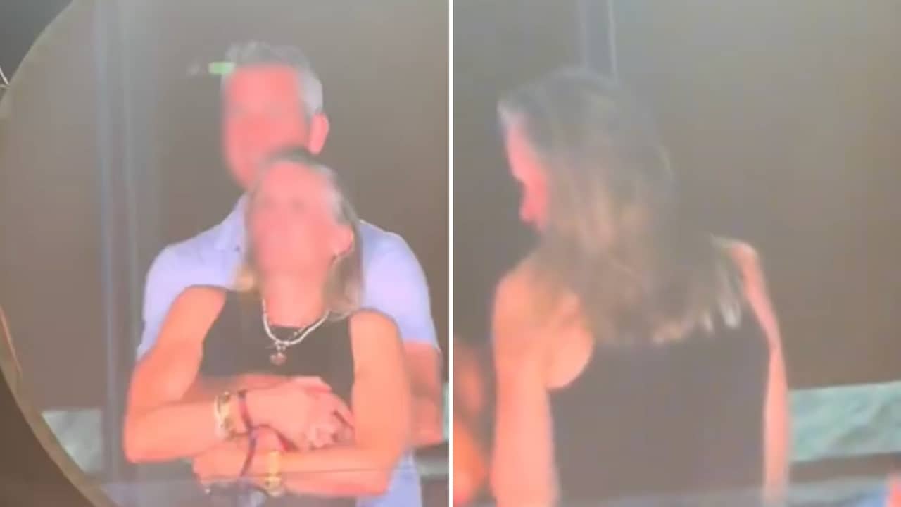 Erwischt! Kiss-Cam fängt verheirateten Mann ein – er hat nicht seine Frau im Arm.