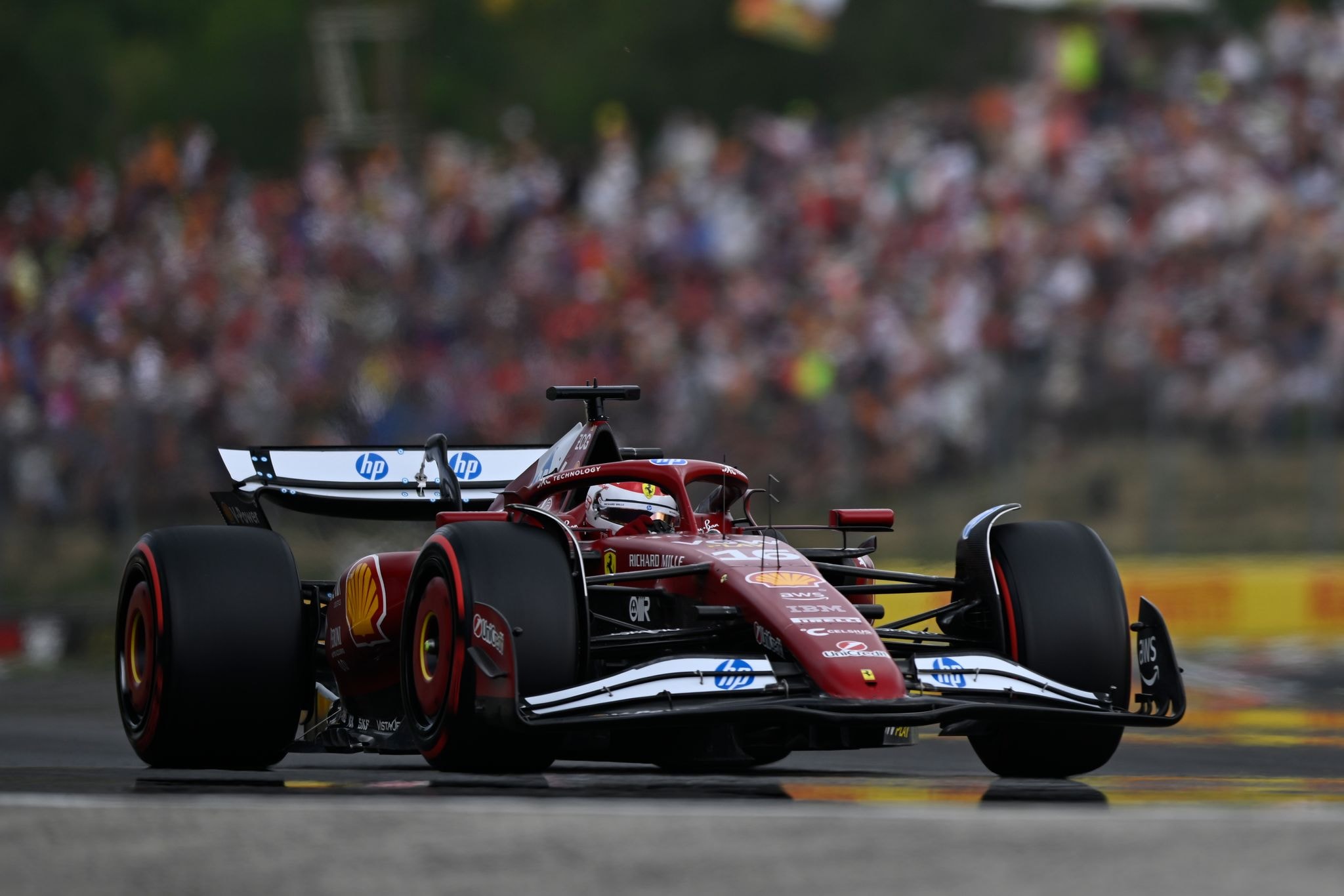Ferrari driver Charles Leclerc senses his first win of the season in Hungary