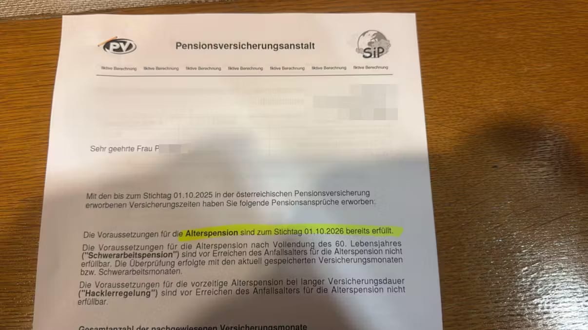 Certificado de pensão Waltraud