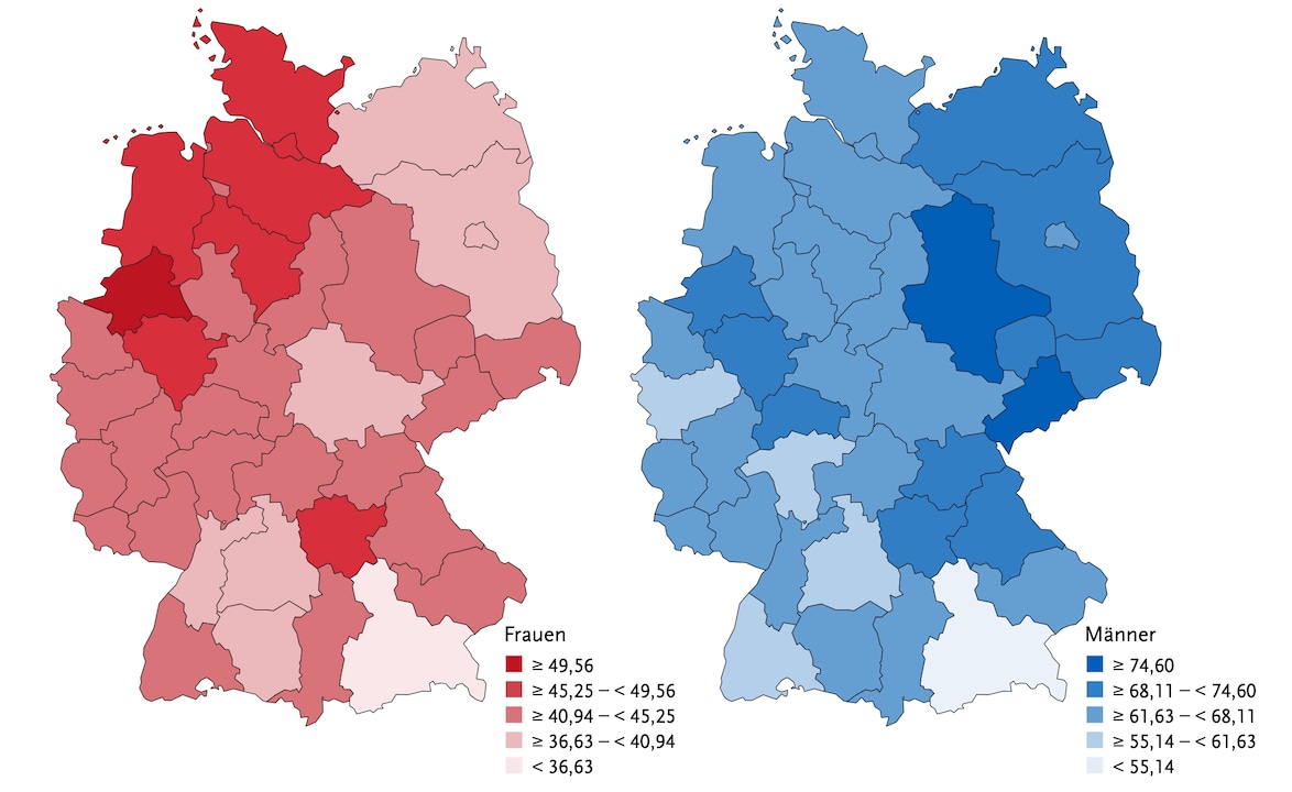 Voici la fréquence à laquelle le cancer du côlon survient dans différents Länder