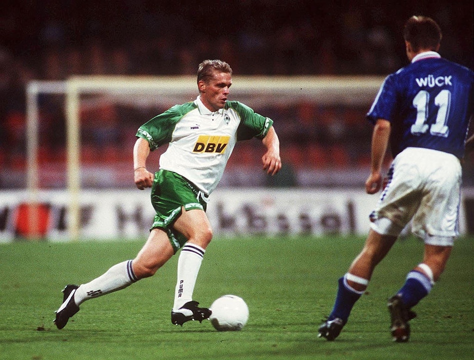 Uli Borowka (l.) als Spieler von Werder Bremen.