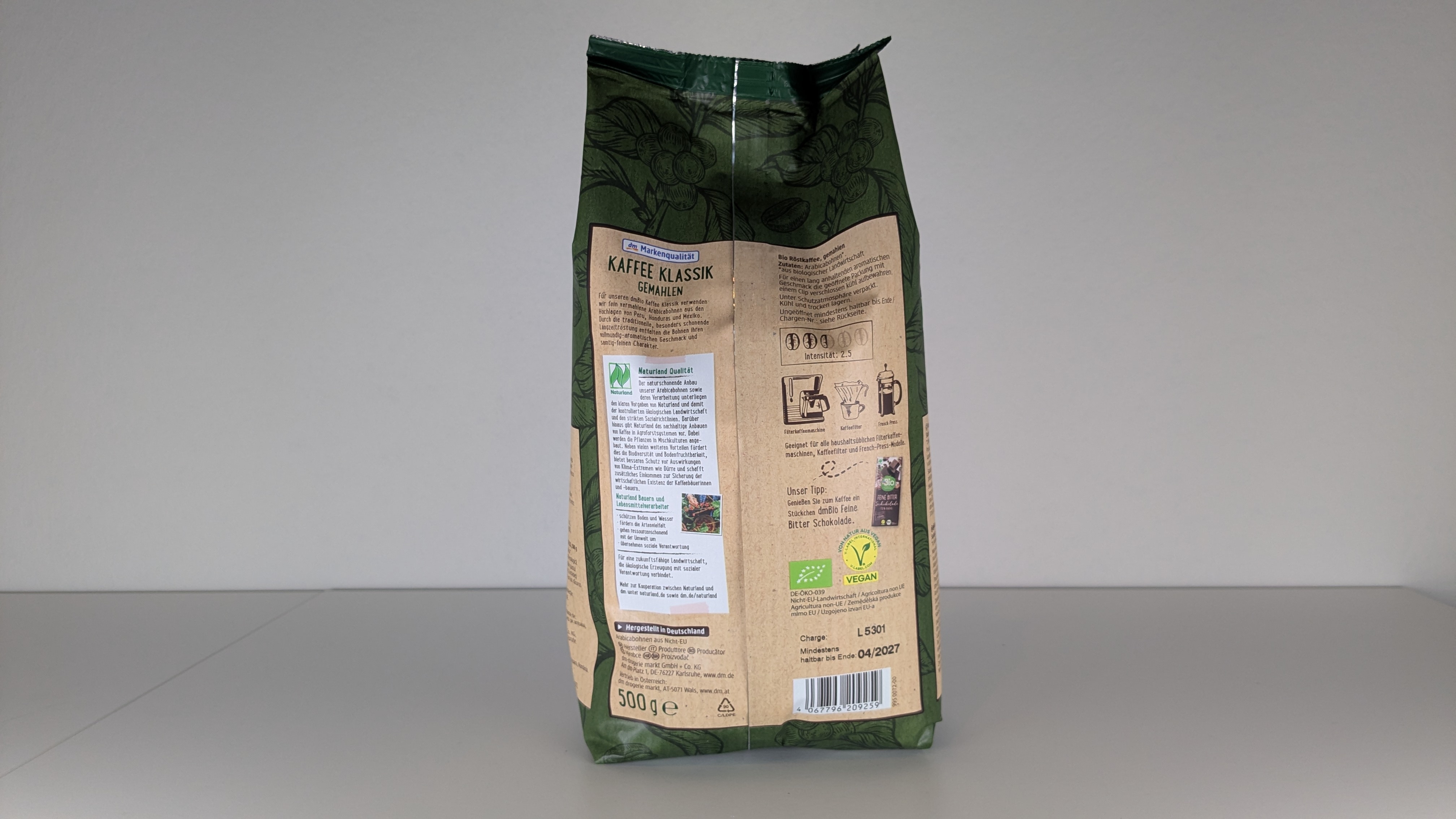 DM Bio Kaffee Klassik von hinten.